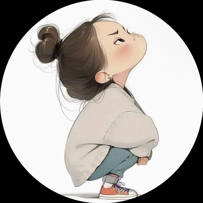 Hình minh hoạ một bạn nữ tóc búi, mặc áo len oversized, đang ngồi xổm nhìn lên trời
